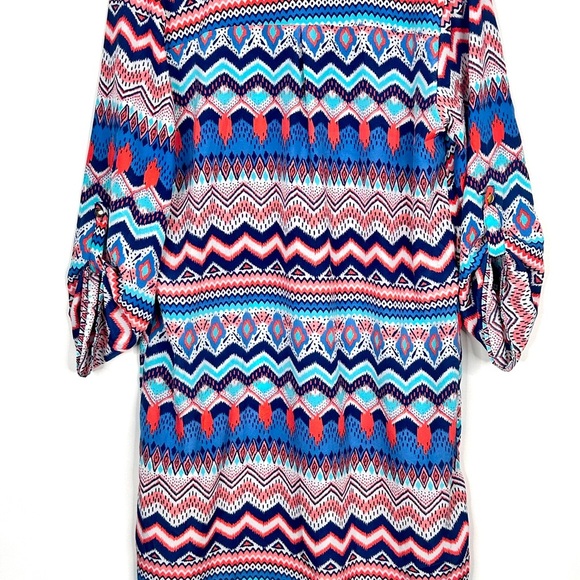 Almost Famous chevron tunic pull tab sleeve dress size XL 100% polyester - Picture 4 of 11